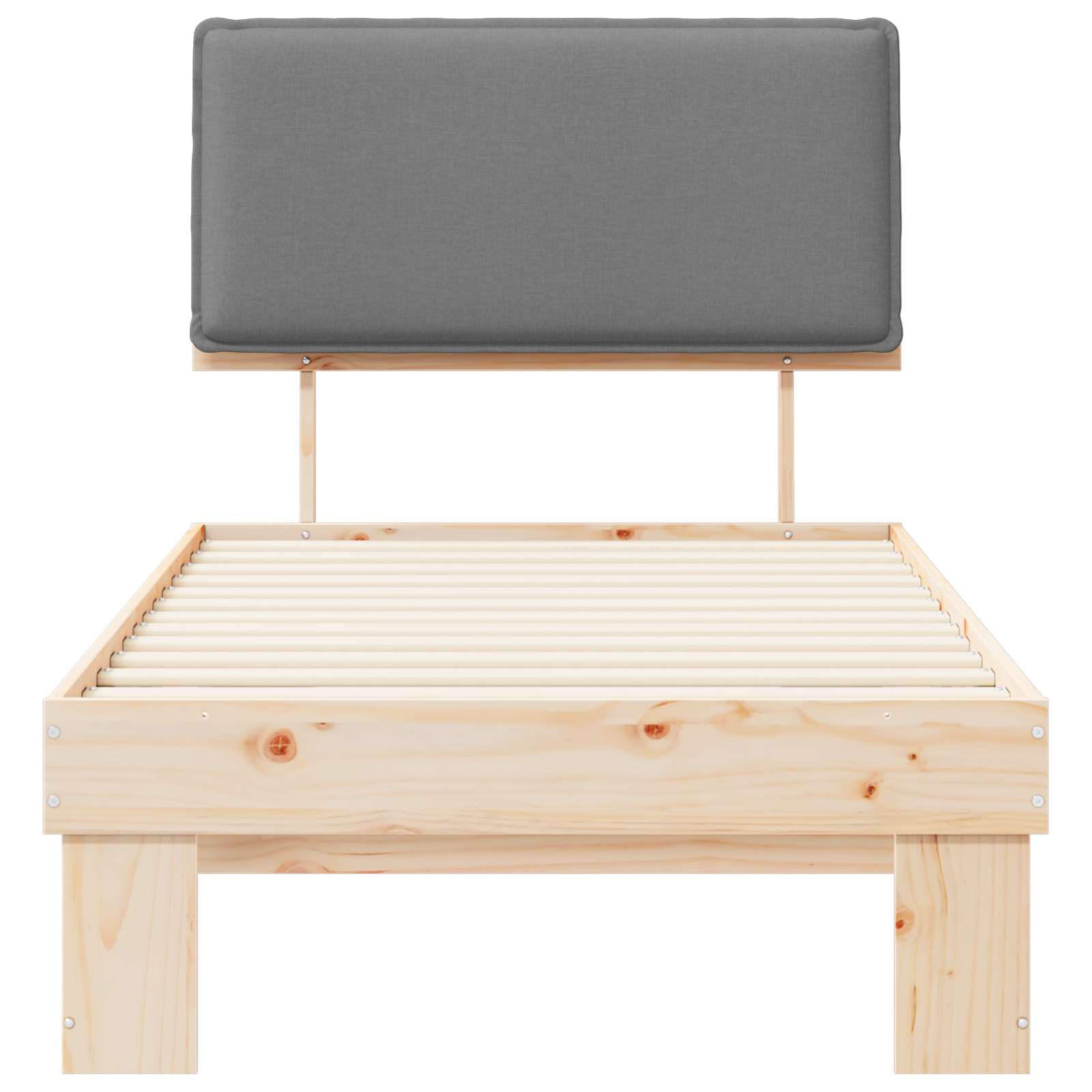 Estructura de Cama con Cabecera Tapizada Gris Claro 75 x 190 cm