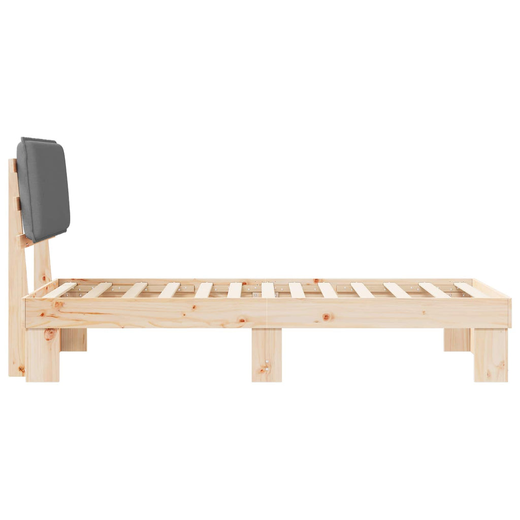 Estructura de Cama con Cabecera Tapizada Gris Claro 75 x 190 cm