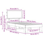Estructura de Cama con Cabecera Tapizada Taupé 75 x 190 cm
