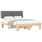 Estructura de Cama con Cabecera Tapizada Gris Claro