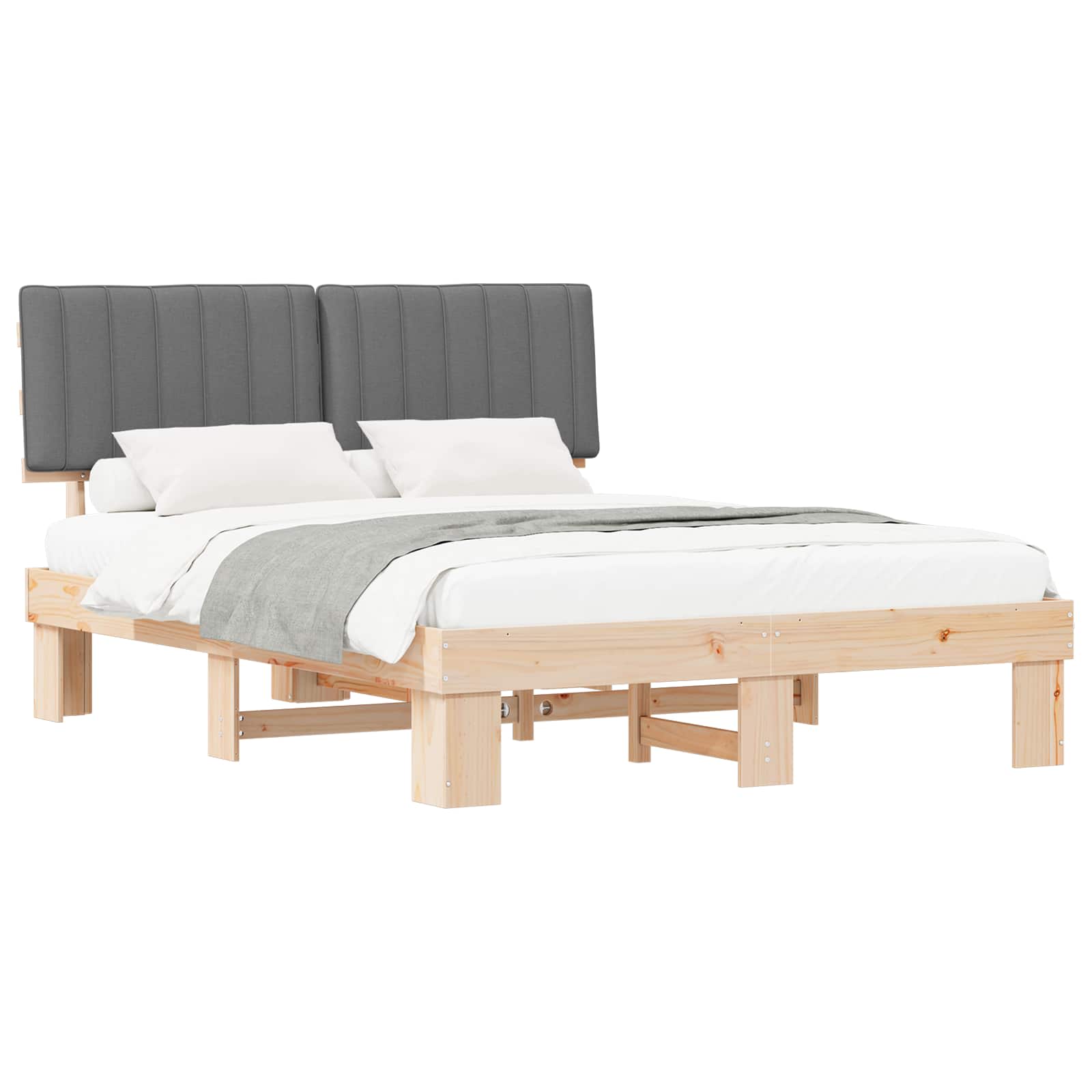 Estructura de Cama con Cabecera Tapizada Gris Claro