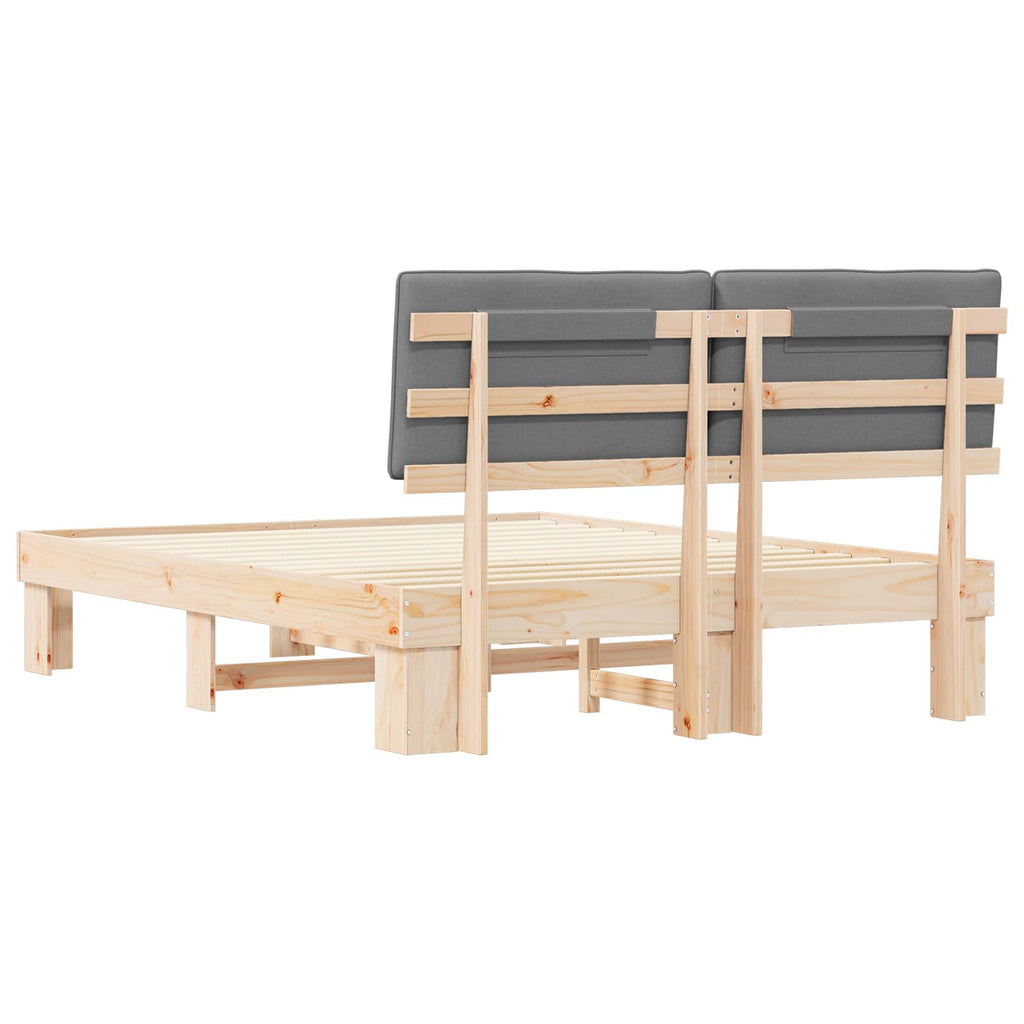 Estructura de Cama con Cabecera Tapizada Gris Claro