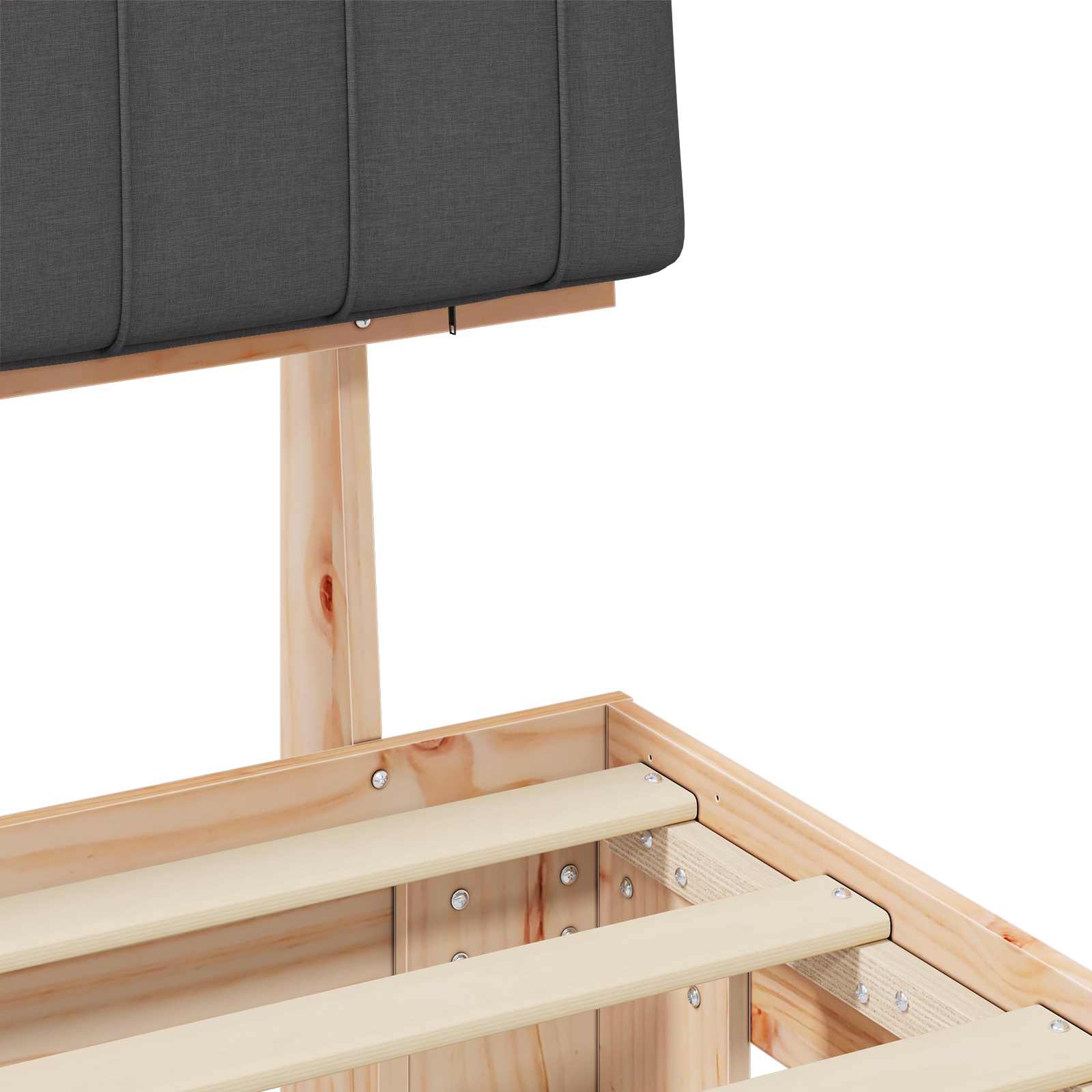 Estructura de Cama con Cabecera Tapizada Gris oscuro