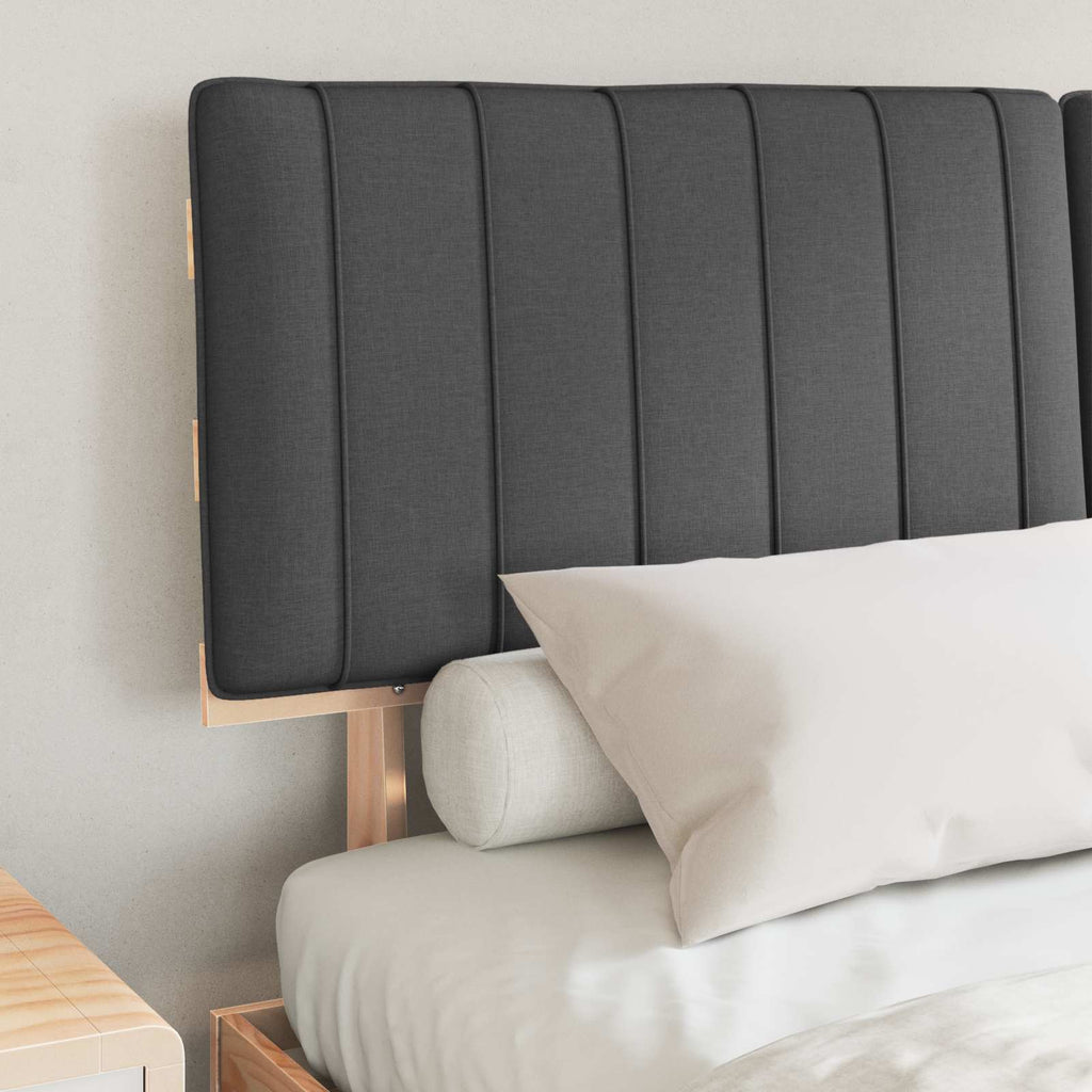 Estructura de Cama con Cabecera Tapizada Gris oscuro