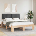 Estructura de Cama con Cabecera Tapizada Gris oscuro