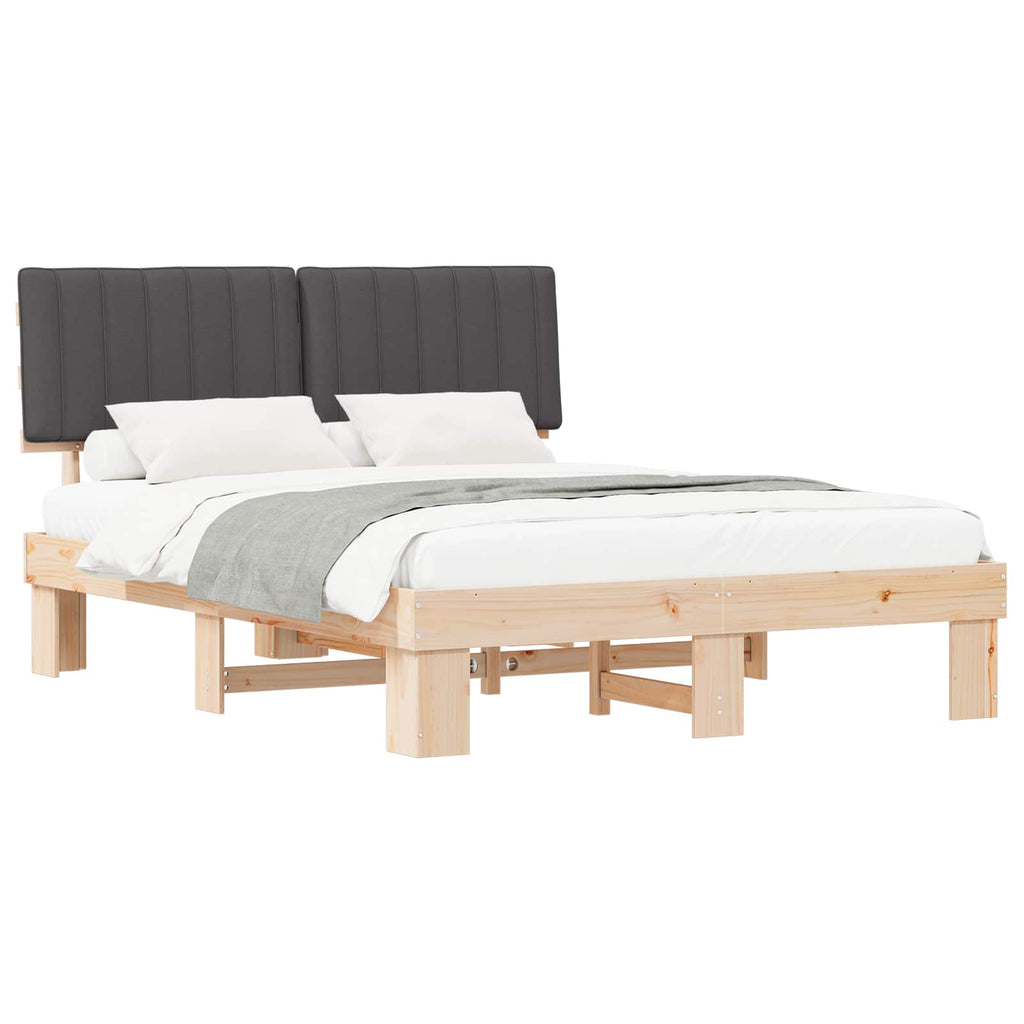 Estructura de Cama con Cabecera Tapizada Gris oscuro