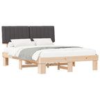 Estructura de Cama con Cabecera Tapizada Gris oscuro