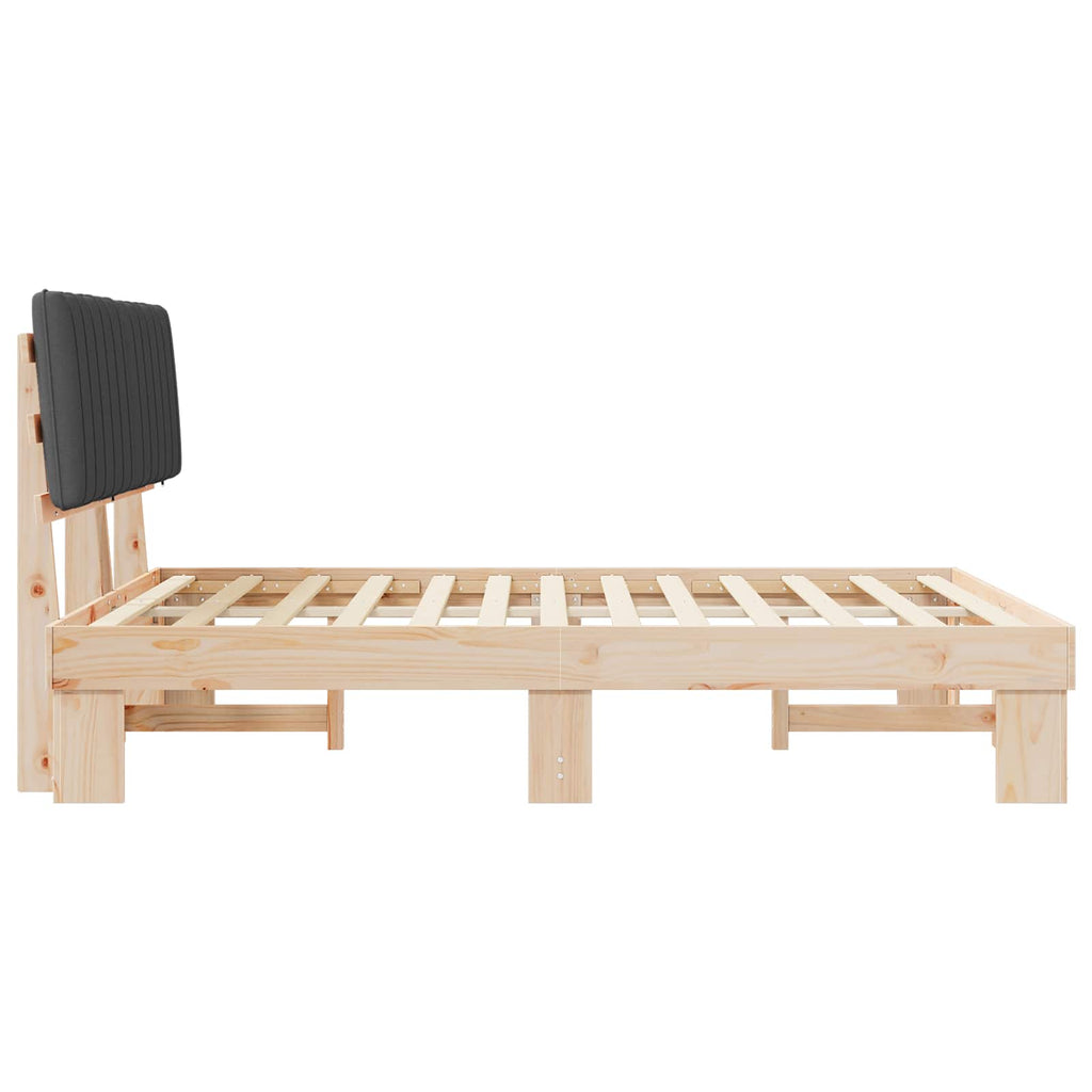 Estructura de Cama con Cabecera Tapizada Gris oscuro