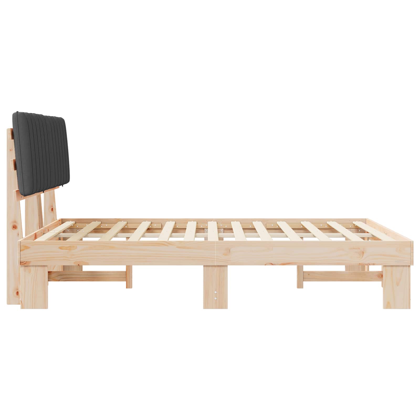 Estructura de Cama con Cabecera Tapizada Gris oscuro