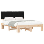 Estructura de Cama con Cabecera Tapizada Negro 160 x 200 cm