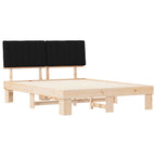 Estructura de Cama con Cabecera Tapizada Negro 160 x 200 cm