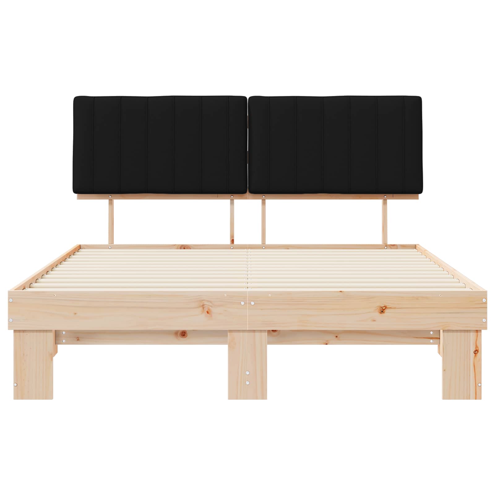 Estructura de Cama con Cabecera Tapizada Negro 160 x 200 cm