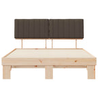 Estructura de Cama con Cabecera Tapizada Taupé 160 x 200 cm