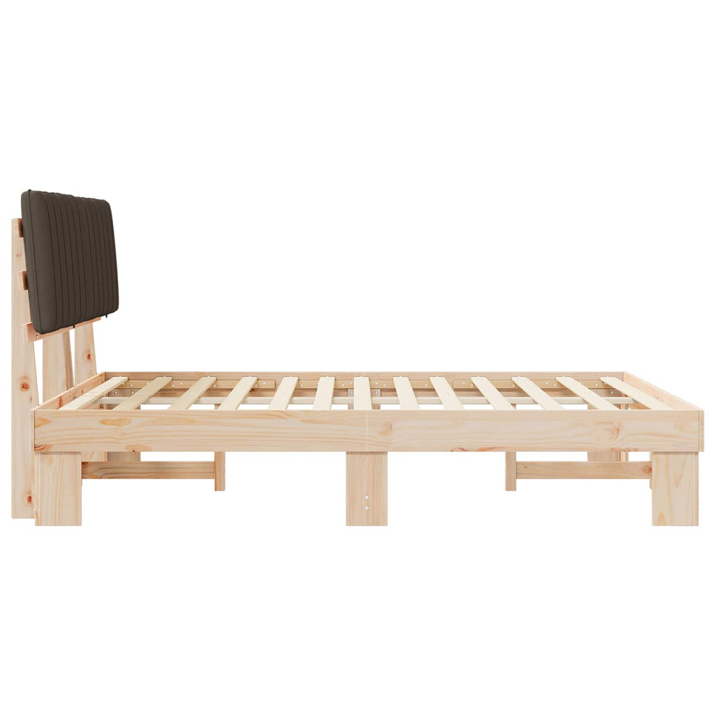 Estructura de Cama con Cabecera Tapizada Taupé 160 x 200 cm