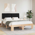 Estructura de Cama con Cabecera Tapizada Negro 150 x 200 cm
