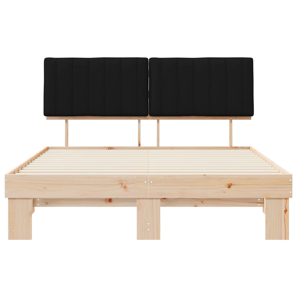 Estructura de Cama con Cabecera Tapizada Negro 150 x 200 cm