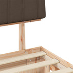 Estructura de Cama con Cabecera Tapizada Taupé 150 x 200 cm