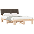 Estructura de Cama con Cabecera Tapizada Taupé 150 x 200 cm