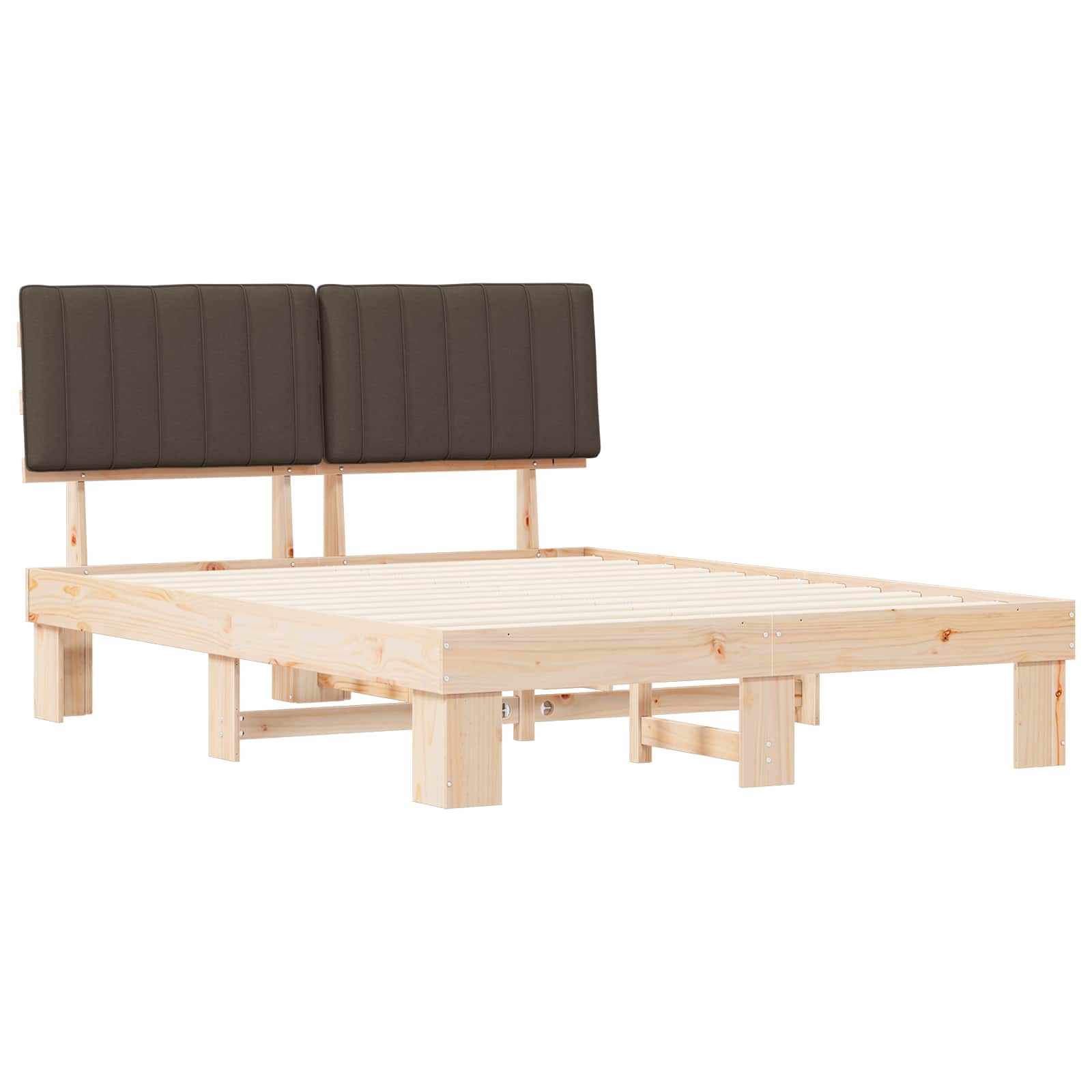 Estructura de Cama con Cabecera Tapizada Taupé 150 x 200 cm