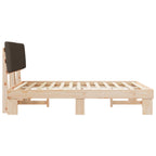 Estructura de Cama con Cabecera Tapizada Taupé 150 x 200 cm