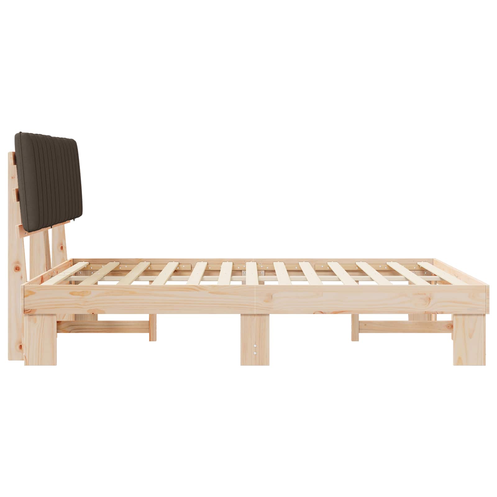 Estructura de Cama con Cabecera Tapizada Taupé 150 x 200 cm