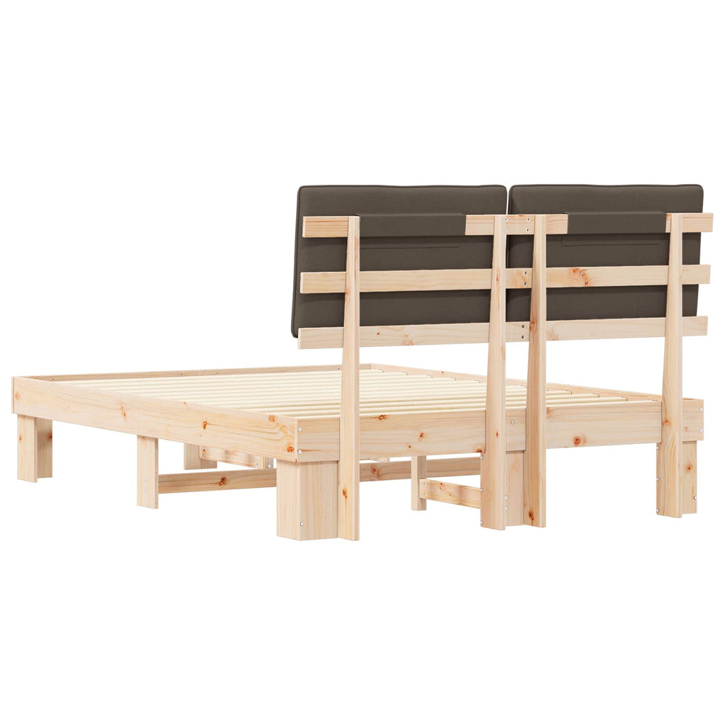 Estructura de Cama con Cabecera Tapizada Taupé 140 x 200 cm