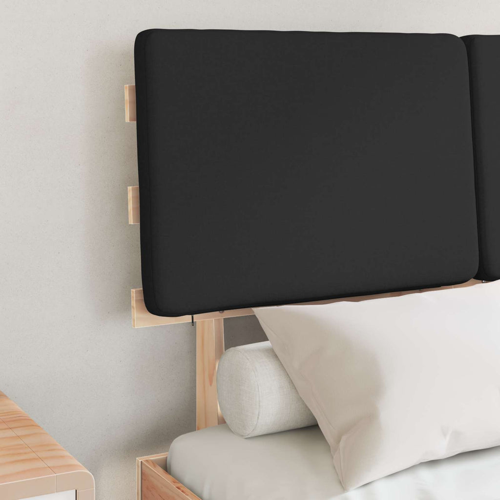 Estructura de Cama con Cabecera Tapizada Negro 120 x 200 cm