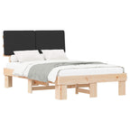 Estructura de Cama con Cabecera Tapizada Negro 120 x 200 cm