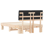 Estructura de Cama con Cabecera Tapizada Negro 120 x 200 cm