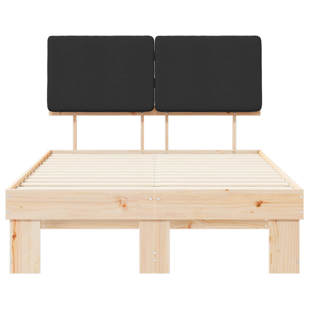Estructura de Cama con Cabecera Tapizada Negro 120 x 200 cm