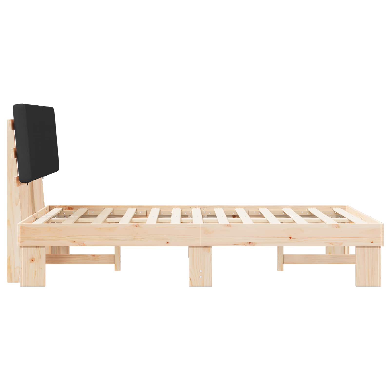 Estructura de Cama con Cabecera Tapizada Negro 120 x 200 cm
