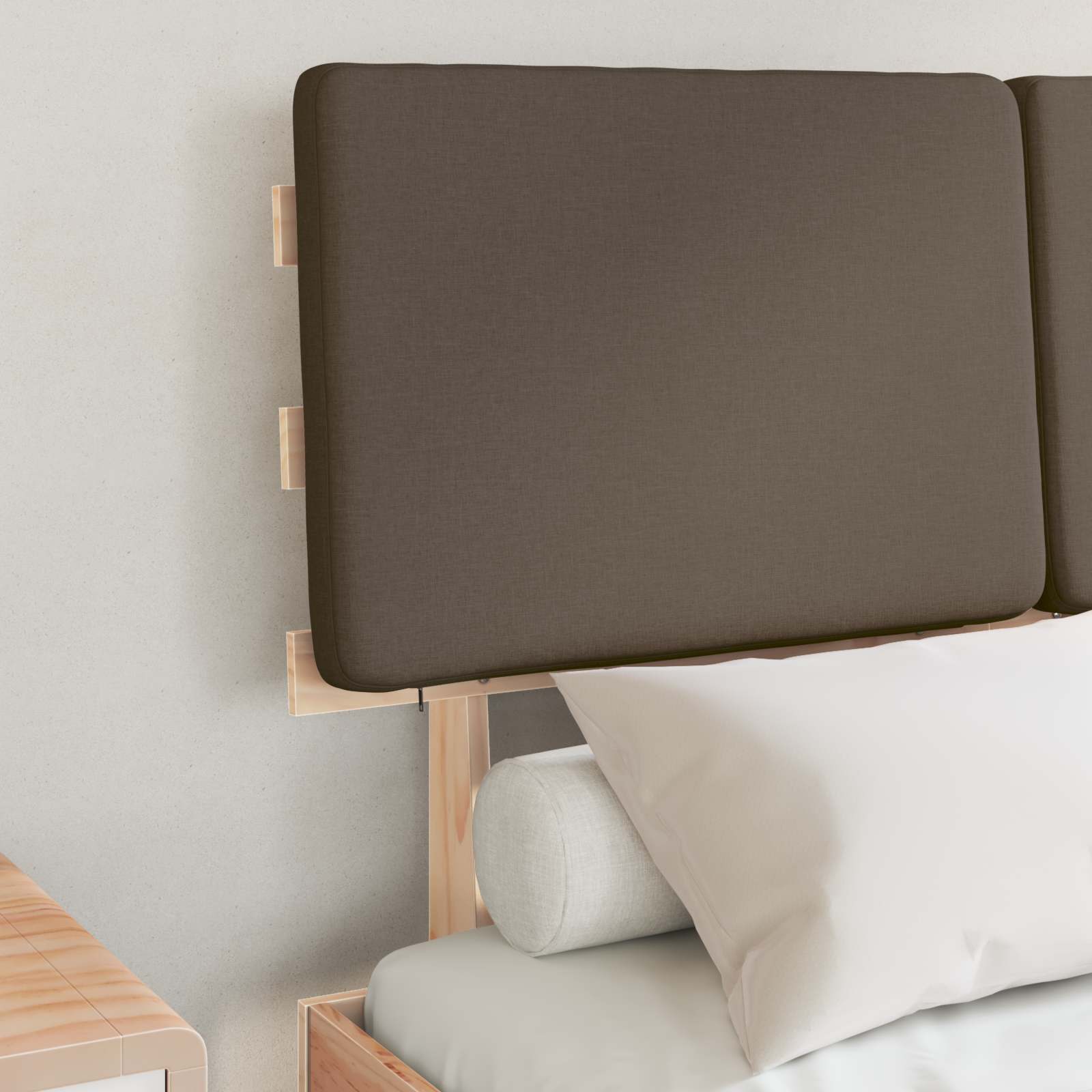 Estructura de Cama con Cabecera Tapizada Taupé 120 x 200 cm