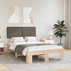 Estructura de Cama con Cabecera Tapizada Taupé 120 x 200 cm