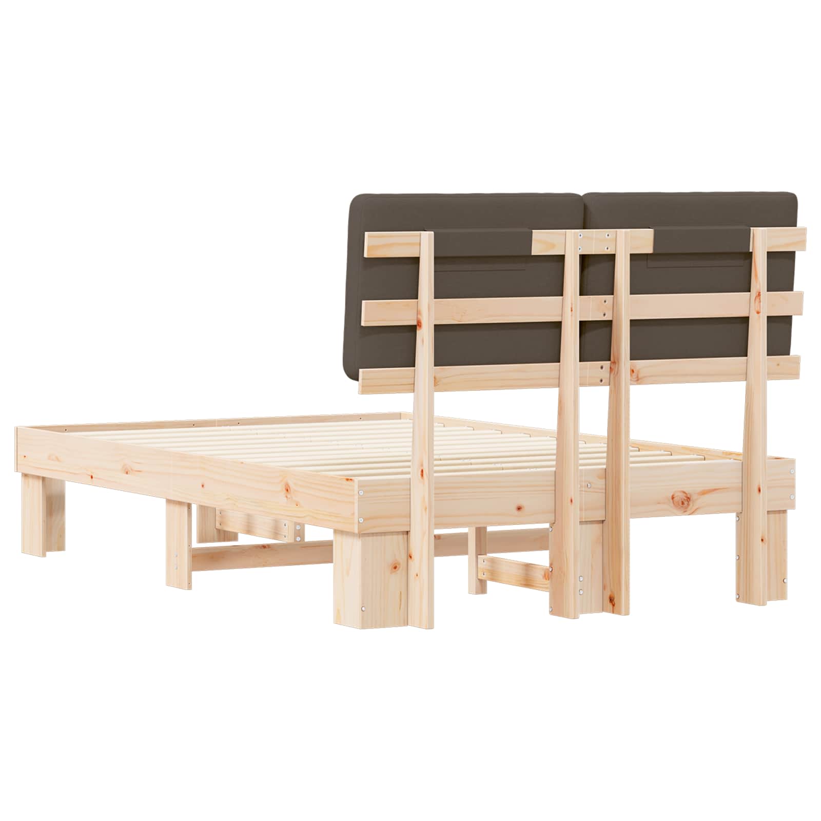 Estructura de Cama con Cabecera Tapizada Taupé 120 x 200 cm