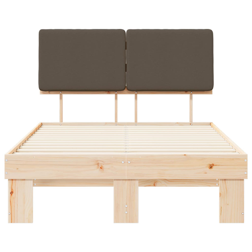 Estructura de Cama con Cabecera Tapizada Taupé 120 x 200 cm