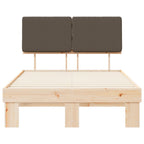 Estructura de Cama con Cabecera Tapizada Taupé 120 x 200 cm