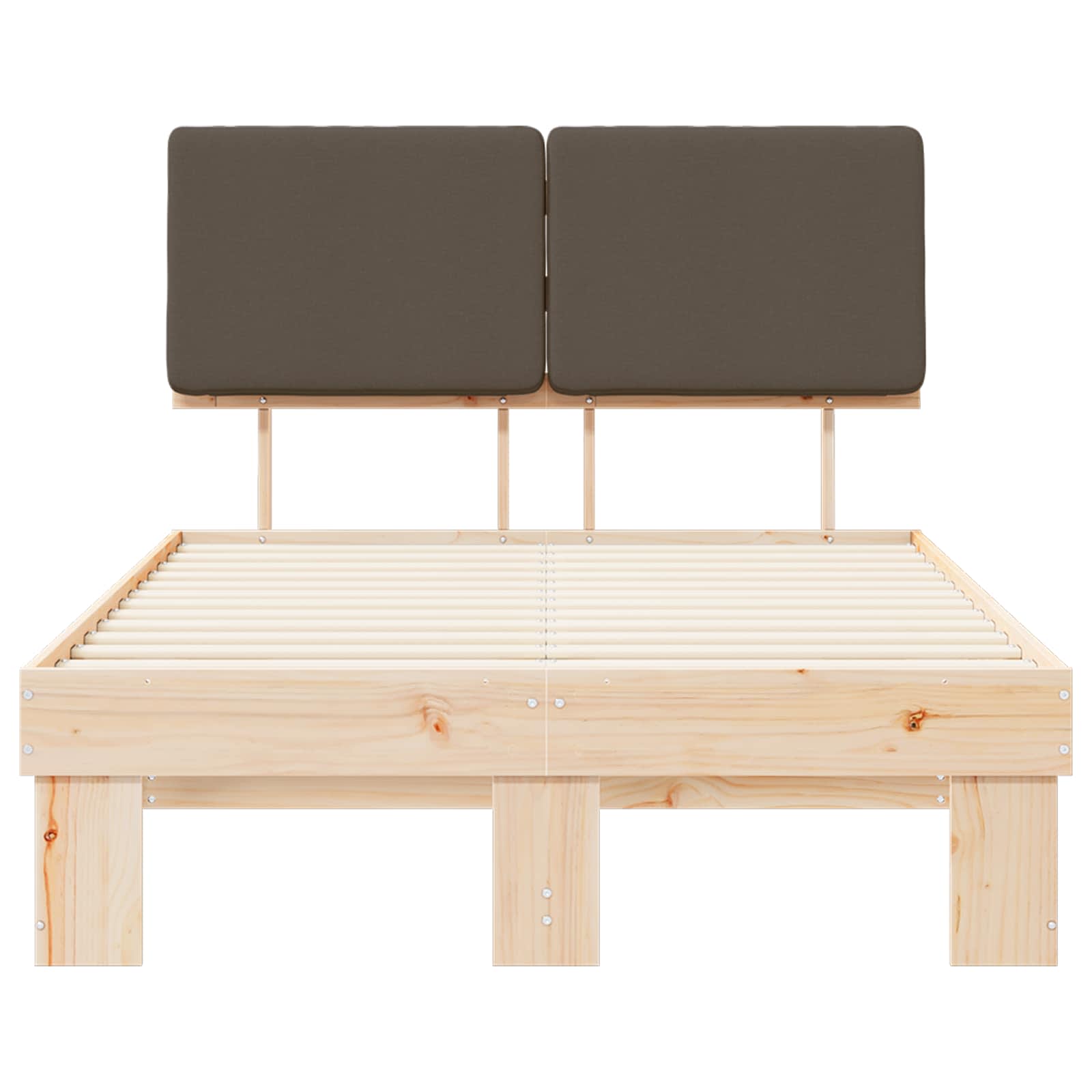 Estructura de Cama con Cabecera Tapizada Taupé 120 x 200 cm
