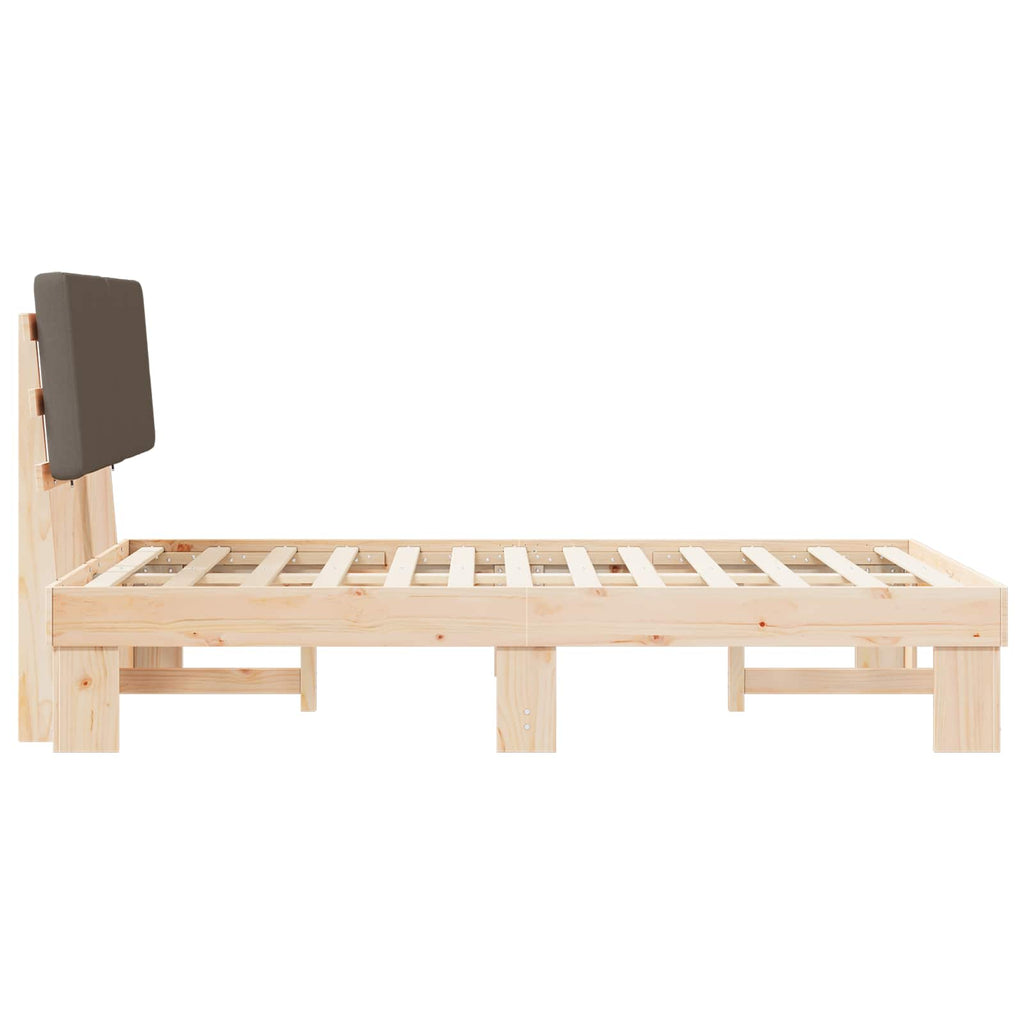Estructura de Cama con Cabecera Tapizada Taupé 120 x 200 cm