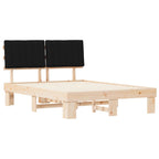 Estructura de Cama con Cabecera Tapizada Negro 140 x 190 cm