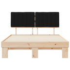 Estructura de Cama con Cabecera Tapizada Negro 140 x 190 cm