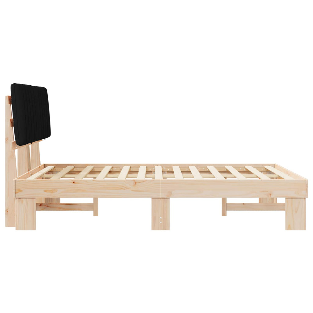 Estructura de Cama con Cabecera Tapizada Negro 140 x 190 cm