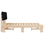 Estructura de Cama con Cabecera Tapizada Negro 140 x 190 cm