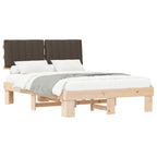 Estructura de Cama con Cabecera Tapizada Taupé 140 x 190 cm