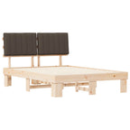 Estructura de Cama con Cabecera Tapizada Taupé 140 x 190 cm