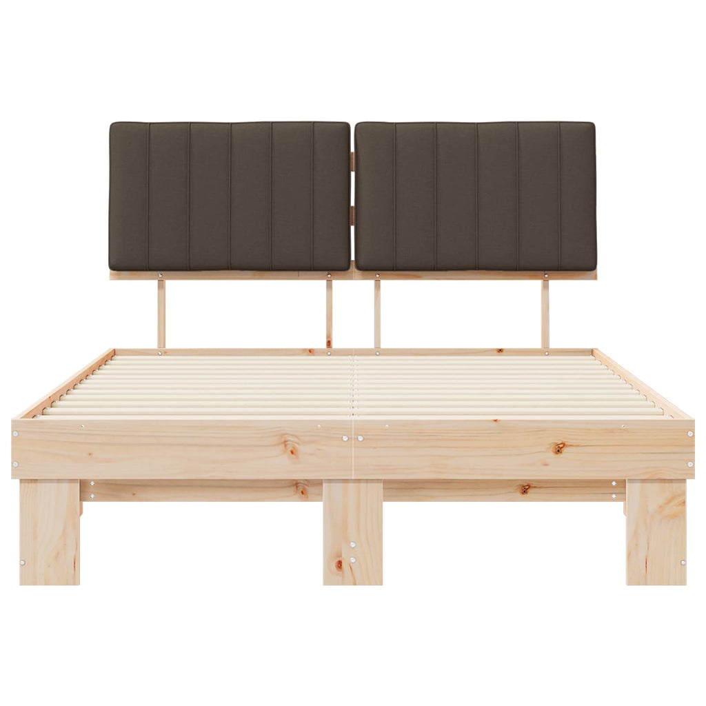 Estructura de Cama con Cabecera Tapizada Taupé 140 x 190 cm