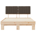 Estructura de Cama con Cabecera Tapizada Taupé 140 x 190 cm
