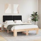 Estructura de Cama con Cabecera Tapizada Negro 135 x 190 cm