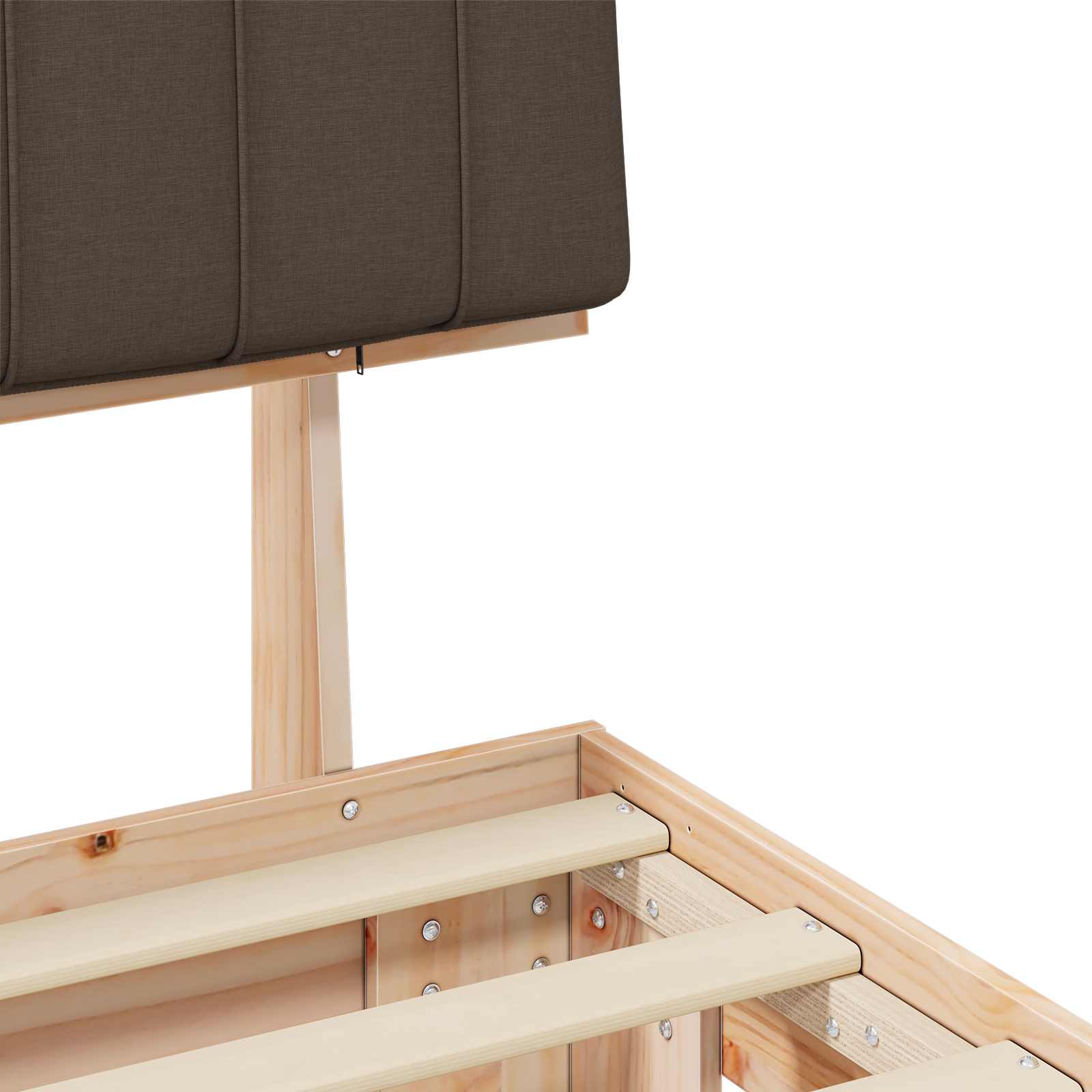 Estructura de Cama con Cabecera Tapizada Taupé 135 x 190 cm