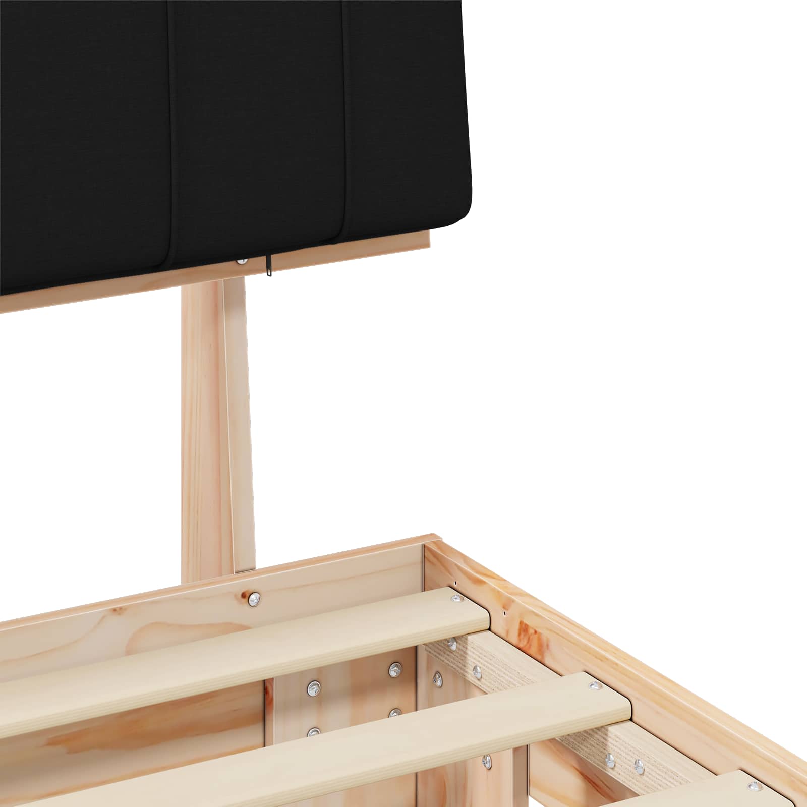 Estructura de Cama con Cabecera Tapizada Negro 120 x 190 cm