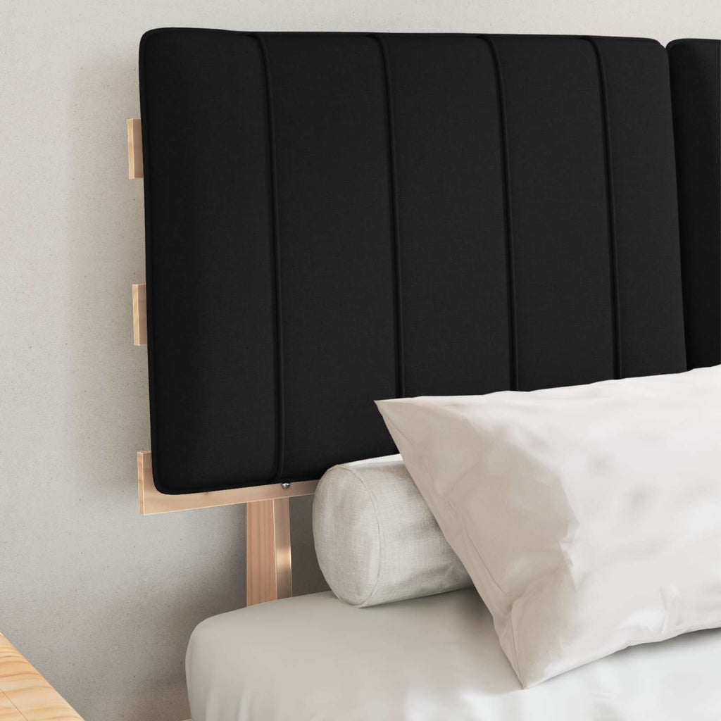 Estructura de Cama con Cabecera Tapizada Negro 120 x 190 cm